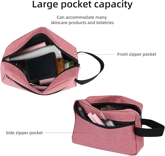 Icramsy Travel Toiletry bag Toiletry bag for women men Hanging Cosmetic bag Travel accessories for Women Men (Dusky pink) - Image 4