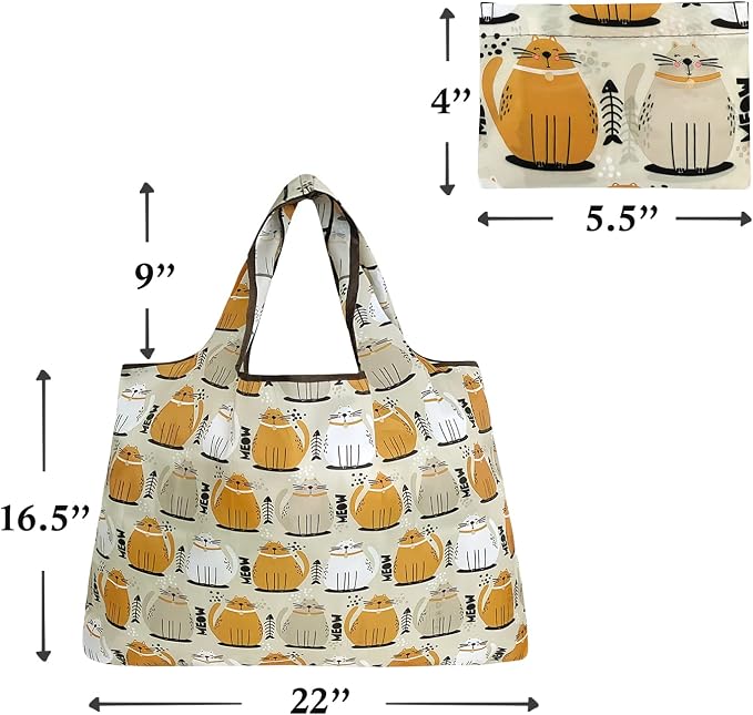 allydrew Large Foldable Tote Nylon Reusable Grocery Bags - Image 6