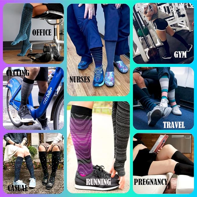 Dr. Motion 4 Pairs Therapeutic Graduated Compression Women's Knee-hi Socks - Image 6