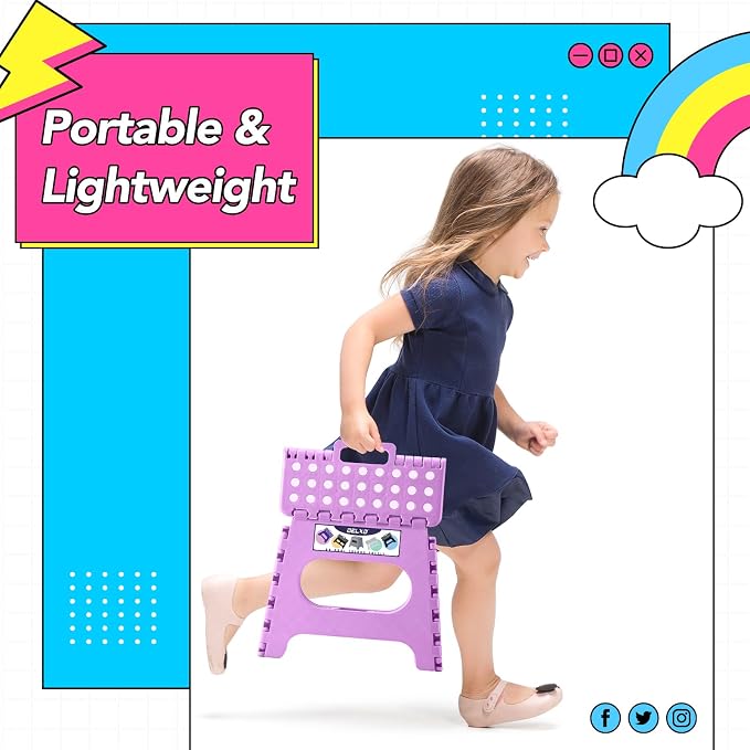 Delxo Folding Step Stool 11 Inch,300 Lbs Step Stool for Kids&Adults Purple | Foldable Step Stool 11",Non-Slip Foot Stools with Handle,Lightweight Collapsible stools for Kitchen,Bathroom,Bedroom,Garden - Image 5