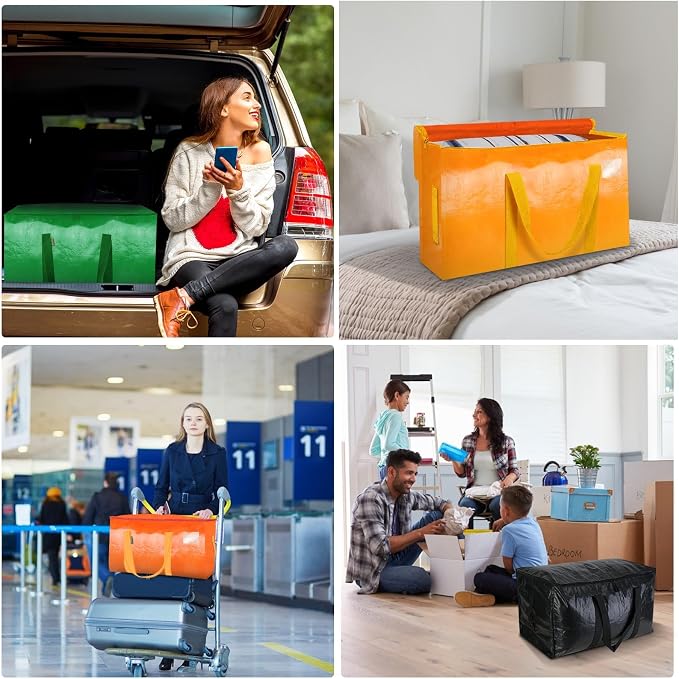 BALEINE 6-Pack Oversized Moving Bags with Reinforced Handles, Heavy-Duty Storage Tote for Clothes, Moving Supplies (Orange, 6-Pack) - Image 7