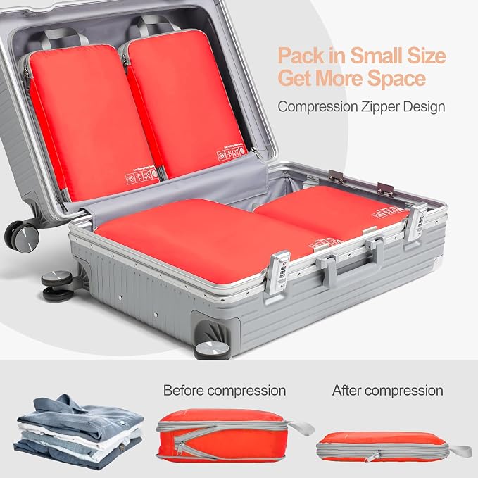Cambond Compression Packing Cubes for Travel - Luggage Suitcase Organizer | Compression Zip Design for Space-saving, Expandable, Lightweight, Keep Clothes Sorted, Luggage Space Tidy, Carry on Pack Fast - Image 4