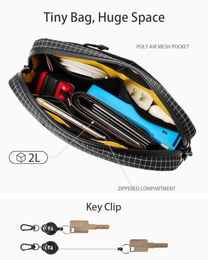 2L Sling Bag for Men & Women - Anti-Theft RFID Blocking Fanny Pack with Lockable Zippers, Water Resistant Lightweight Crossbody Bag for Travel Hiking Running Gym Walking Daily Use(Black Plaid) - Image 4