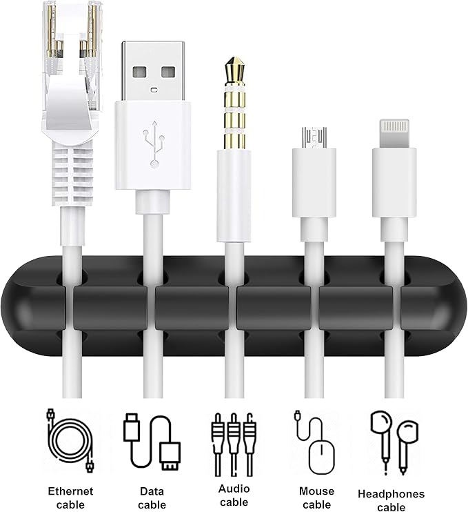 Cord Organizer for Desk, Cable Organizer Cable Holder 3 Pack Black - Image 3