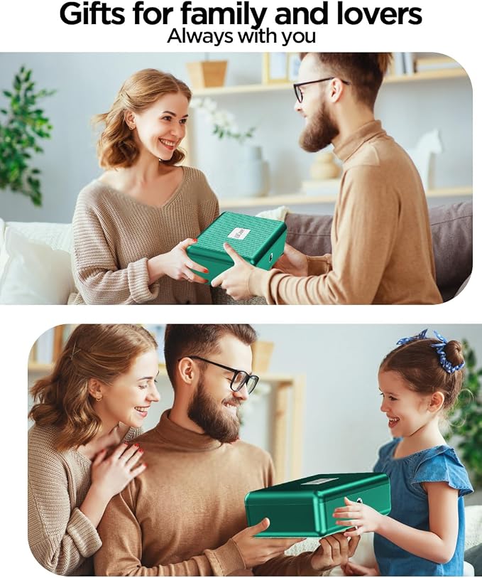 AICase Biometric Fingerprint Storage Box, Portable Security Box for Money Jewelry Safe Combination Lock for Car Home Office Travel Green - Image 6