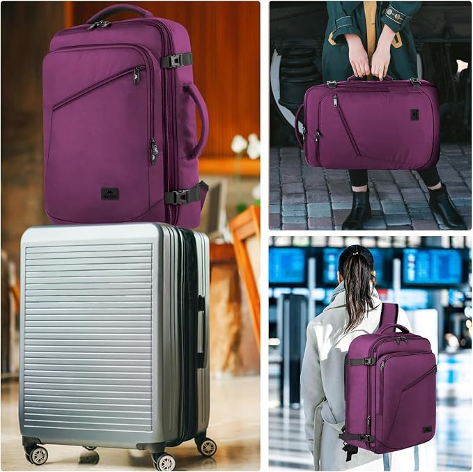 MATEIN Purple Carry on Backpack for Women, Flight Approved Bag for Traveler | Expandable Travel Backpack, Airline Daypack for Plane, Weekend BackPack, Water Resistant, Anti Theft, Gifts for Teacher Nurse - Image 7
