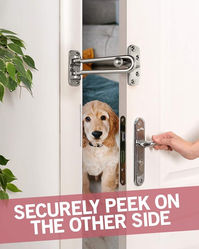 Jack N’ Drill Swing Bar Door Lock Durable Door Guard for Back & Front Doors, Childproof Door Security Made from Reinforced Diecast Metal for Home Security (Satin Nickel, 2 Pack) - Image 6