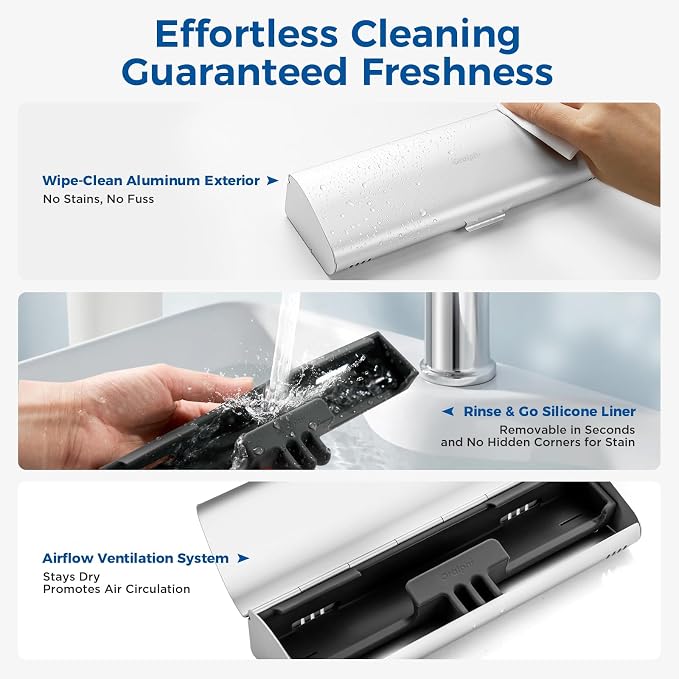 Aluminum Electric Toothbrush Travel Case, 2 in 1 Travel Toothbrush Holder for Oral B/Oral-B Pro 1000 1500 5000 and Most Electric Toothbrush for Traveling, Removable Silicone Liner-Silver - Image 6