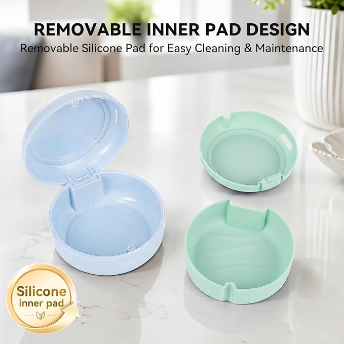 Portable Vent Denture Bath Case, Soft Buffer Holder for Travel False Teeth | Safe material, removable silicone pad for hygienic use, multi-scene use, pocket fit for home, journeys & daily oral storage - Image 5