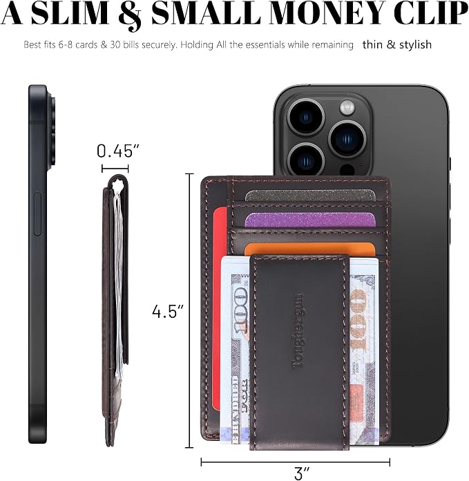 Toughergun Slim Wallet for Men RFID Blocking Money Clip, Minimalist Front Pocket Credit Card Holder, Magnetic Thin Mens Wallets with ID Window - Image 7