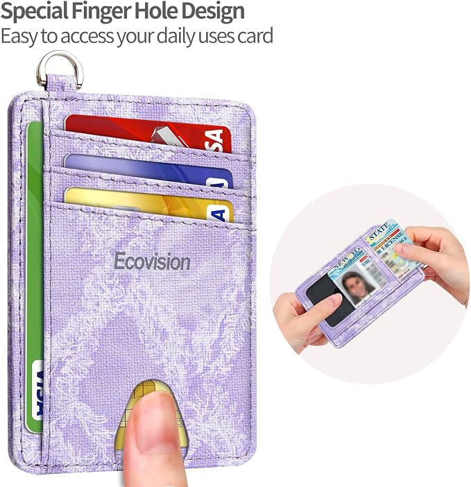 Slim Minimalist Front Pocket Wallet, RFID Blocking Credit Card Holder Wallet with Detachable D-Shackle for Men Women - Image 6