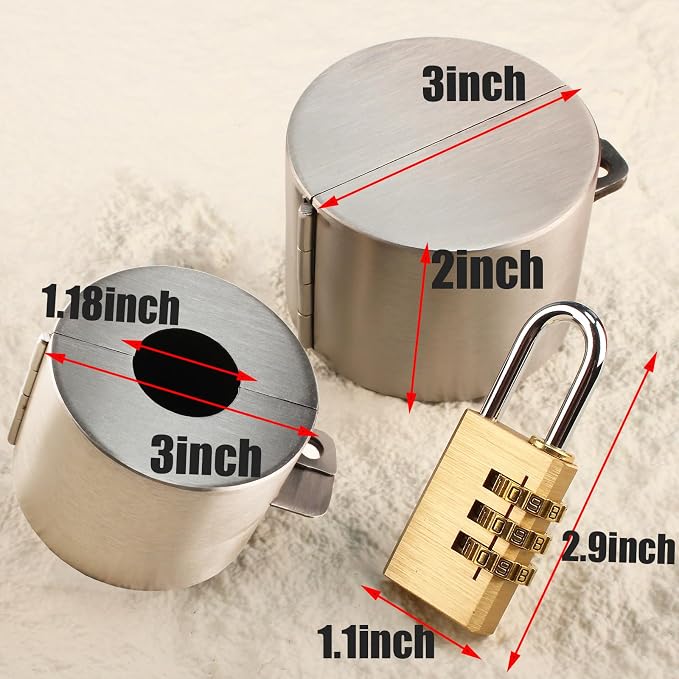 Door Knob With Lock,Without Drilling ,Dementia Door handle lock，From Outside Prevents Turning of Door Knob and Access to Keyhole,for Apartment Evictions，Childproof (Stainless steel with padlock) - Image 3