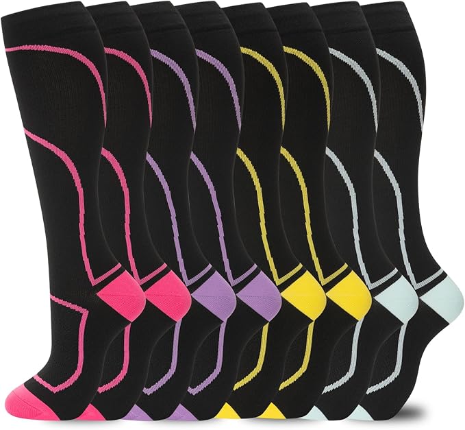 hello momoya Compression Socks for Women Men Circulation Knee High 8 Pairs for Nurses, Running, Travel, Athletic by HELLOMOMOYA
