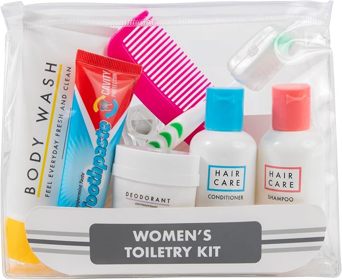 Trail maker Women’s Travel Toiletry Bag with Supplies, 15 Piece Travel Size TSA Compliant Oral Care and Grooming Essentials Kit by TrailmakerBuiltforLife%E2%80%99sAdventuresBigandSmall