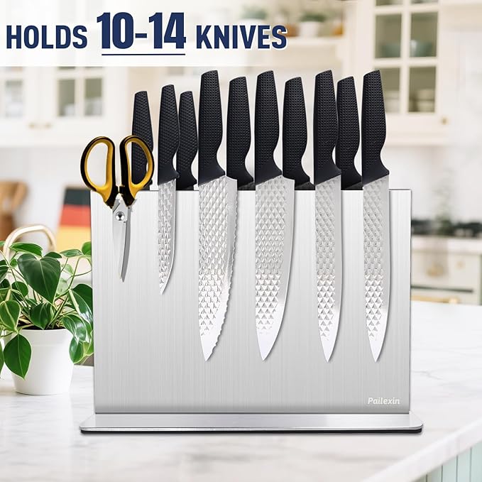 Magnetic Knife Block Without Knives—Stainless Steel Double-Sided Magnetic Knife Holder Stand with Strong Magnets, Knife Storage Organizer for Kitchen Counter top - Image 4