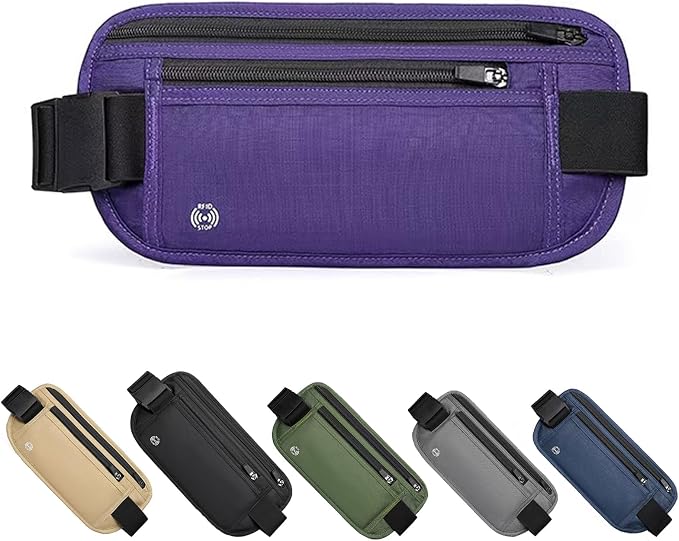 Purple Hidden Money Belt for Travel for Men, Waist Wallet Anti Theft, RFID Passport Holder For Travel Men Or Women, Money Pouch, RFID Passport Holder by Unknown