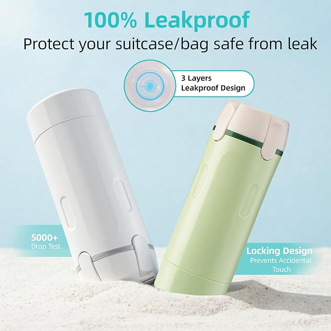 4 in 1 Travel Dispenser Bottle, Leakproof Refillable Toiletry Containers with Label Stickers, Travel Size Bottles for Shampoo, Conditioner & Body Wash, Travel Camping Business Trip Use (White) - Image 6
