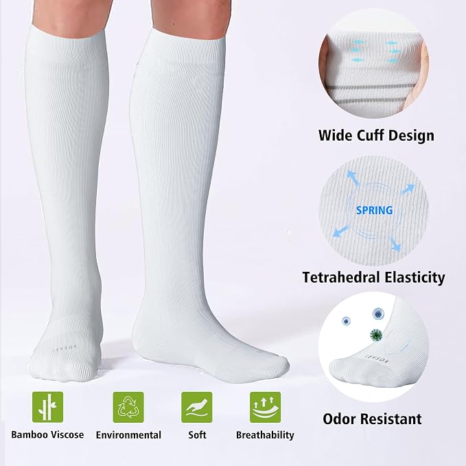 LEVSOX Viscose Made from Bamboo Compression Socks for Pregnant Women 20-30 mmHg Knee High Cute Mens Supports Socks for Travel - Image 3