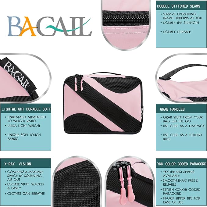BAGAIL 6 Set Packing Cubes,Travel Luggage Packing Organizers - Image 3