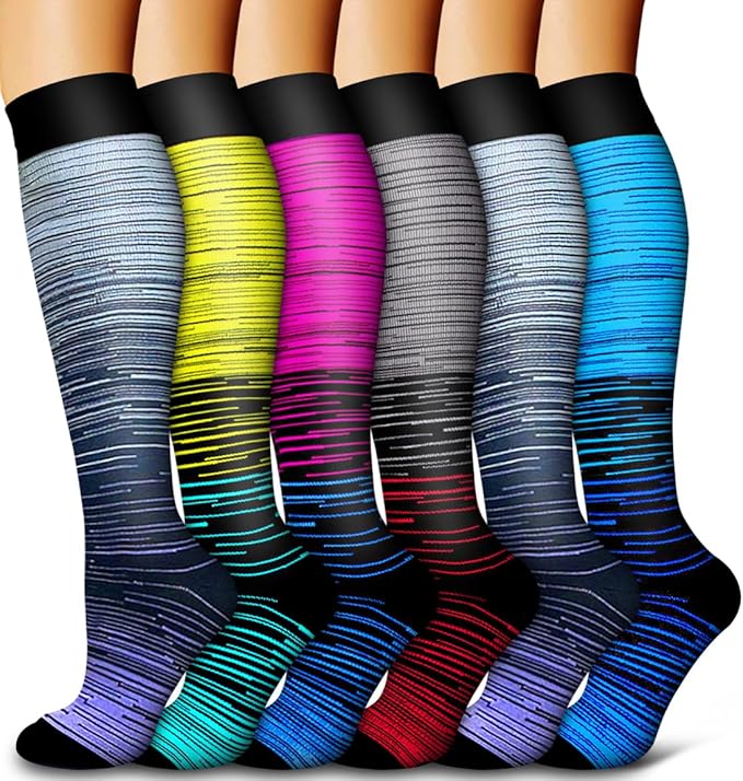 6 Pack Copper Compression Socks for Women and Men Circulation-Best Support for Medical,Running,Nursing,Athletic by Bluemaple