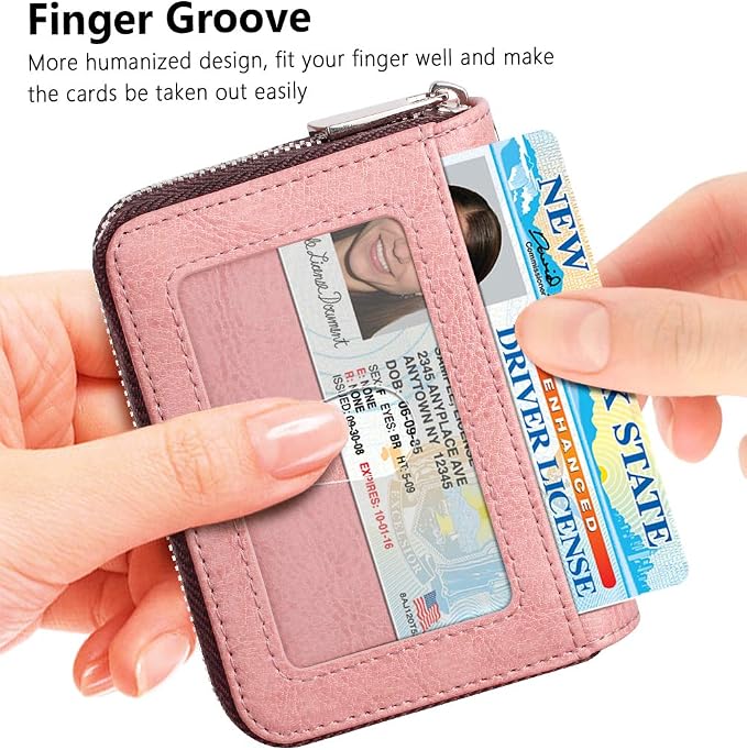 FurArt Zipper Wallet Women RFID Credit Card Holder keychain Wallet | ID Window RFID Blocking Compact Small business 15/16 slots - Image 2