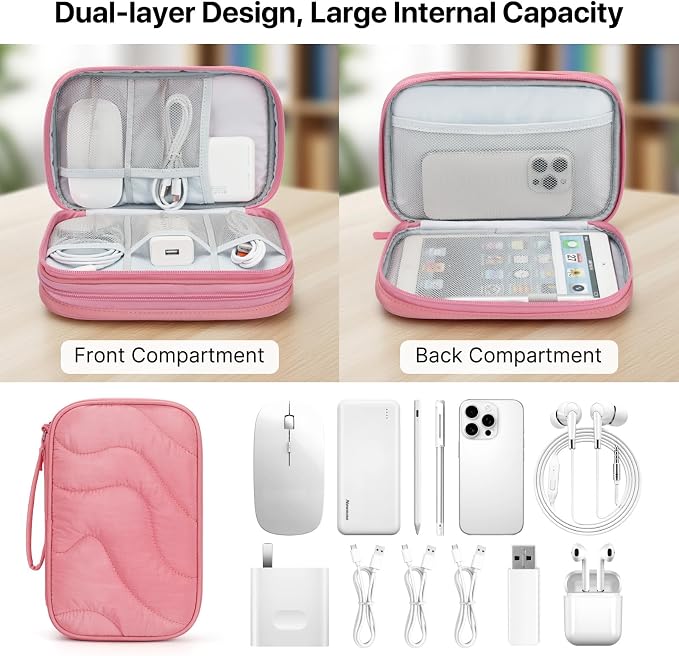 Skycase Tech Pouch - Lightweight Electronics Organizer Travel Case - Double Layers Cable Organizer - All-in-One Storage Bag for Charger, Cord, Phone, Flash Drive, Essentials - XL - Image 3