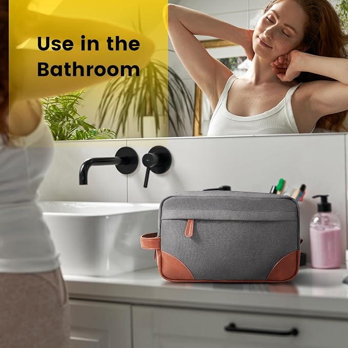 Vorspack Canvas Travel Toiletry Bag for Men, Large, Light Grey | Water-Resistant Travel Bag for Toiletries, Large Capacity, Organized Compartment, Suitable for Shaving, Grooming, Accessories - Image 5