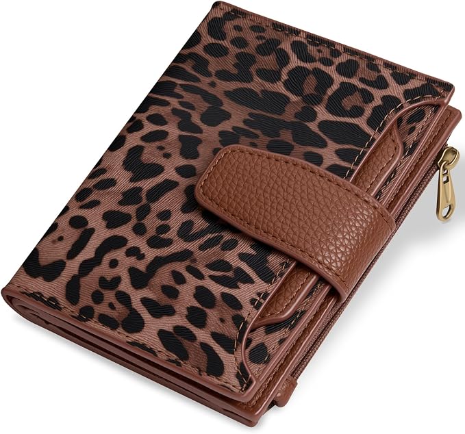 Small Wallet Women RFID Blocking Soft Leather Bifold Compact Card Holder Wallet for Women with Zipper Coin Pocket 4 ID Window by Airkit