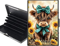 Metal Wallet,Credit Card Holder for Women,Slim RFID Blocking Credit Card Holder Thin Aluminum Wallet ID Case,6 Slot Business Mini Hard Metal Case for Women/Men,Flower Highland Cow by Unknown