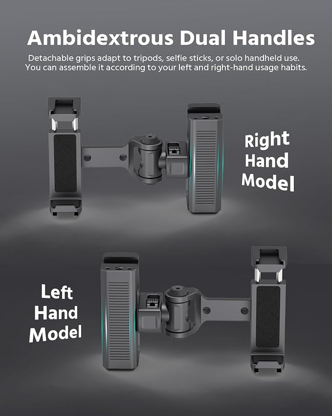 Phone Clip Rig Stabilizer for Smartphone, Lightweight Handheld Vlogging Rig with 360° Rotation, Grip & Cold Shoe Mounts | Compatible with Most Smartphones (for Arri-Standard) - Image 4