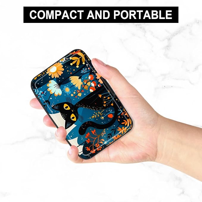 Credit Card Holder, Mini Aluminum Card Wallet RFID Blocking Slim Metal Hard Card Case for Women Men, Cute Cat - Image 5