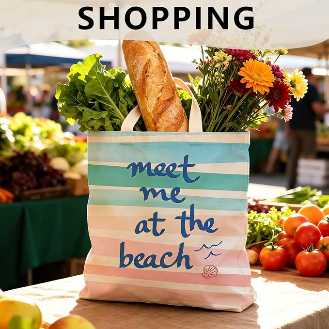 Summer Coastal Beach Canvas Tote Bag - Image 4