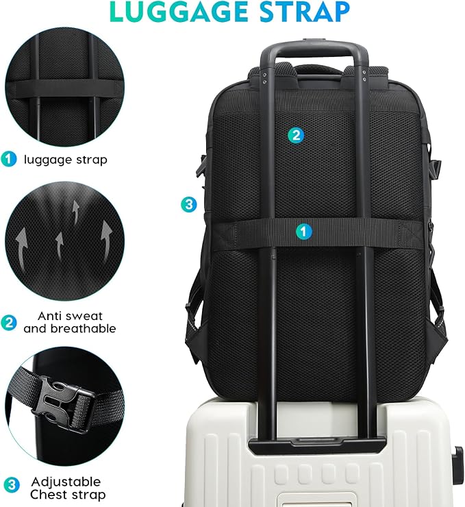 BANGE Travel Backpack with TSA lock version can hold 15.6 inch Laptop suitable Daily Commute and Overnight Flight Approved Anti-theft Bag - Image 6