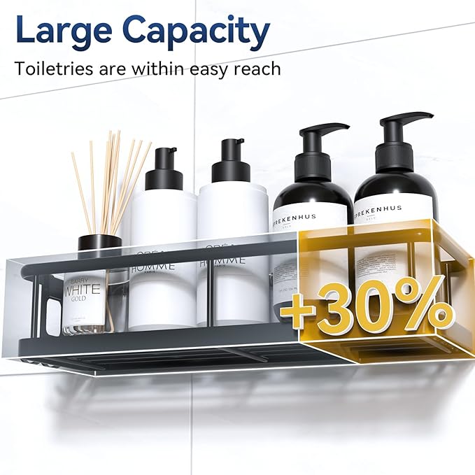 Shower Caddy Adhesive, Rustproof Shower Organizer, Large Capacity Shower Shelves for Inside Shower, No Drilling Bathroom Organizers and Storage for Home Decor （2 Pack Black） - Image 4