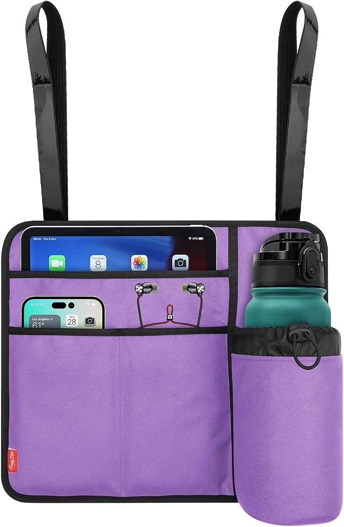 Airplane Seat Back Organizer & Storage, Airplane Tray Table Cover for Personal Items, Airline Seat Hanging Pockets Media Pouch,Reusable Travel Essentials,Fits Tablets,Cell Phone,Water Bottle (Purple) - Image 5