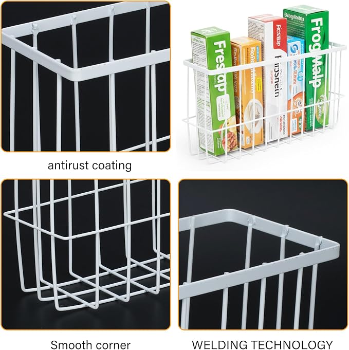 2 Pack Aluminum Foil and Plastic Wrap Organizer,Wall Mounted Cabinet Door Organizer,Kitchen Pantry Organizers and Storage,Wrapping Paper Shelf for Sandwich, Freezer, Ziplock Bag, White - Image 7