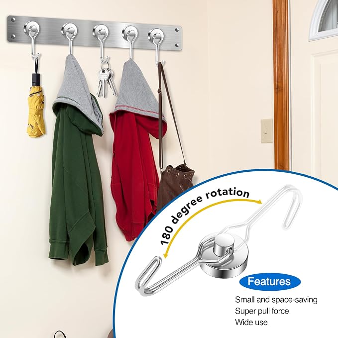 LOVIMAG Swivel Magnetic Hooks, 40LBS, Pack of 6 | Cruise Cabin Ship Essentials 2026, Heavy Duty Magnets for Refrigerator, Classroom, Kitchen, Hanging Mug - Image 6