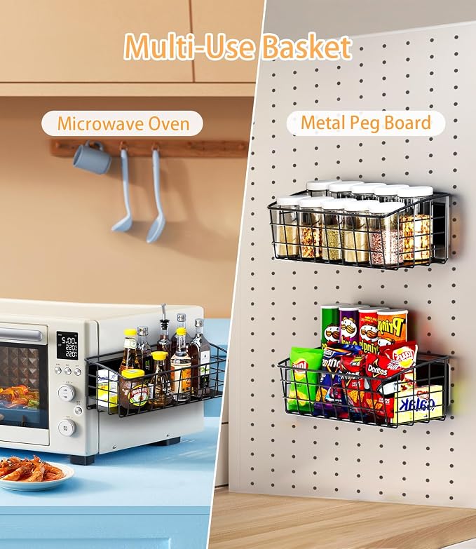 1Pack Magnetic Shelf for Refrigerator with Removable Hooks(Black) | Strong Magnetic Spice Rack for Kitchen Storage, Fruit Potato Onion Storage Shelves, Large Magnetic Basket Organizer - Image 7