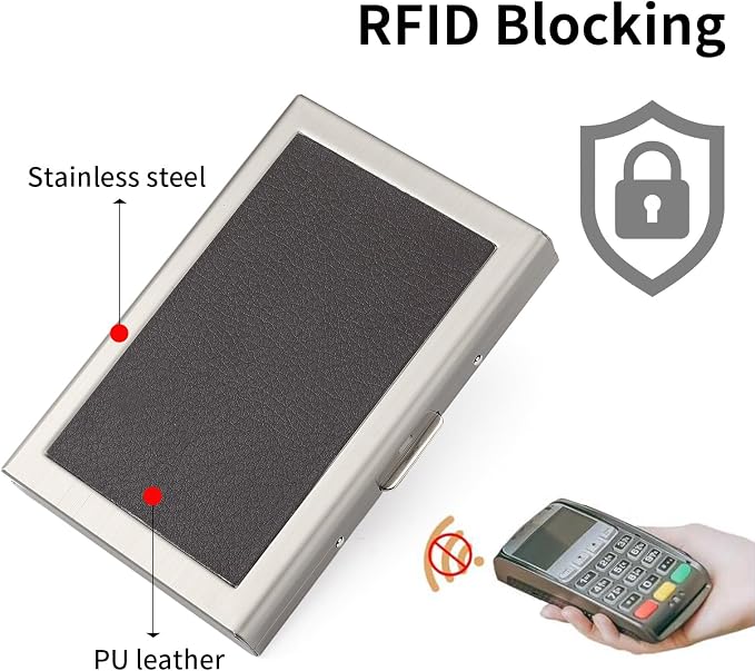Credit Card Holder Wallet for Women Men Stainless Steel Metal Card Case RFID Blocking Business Card Protector Case with 6 Slots - Image 5