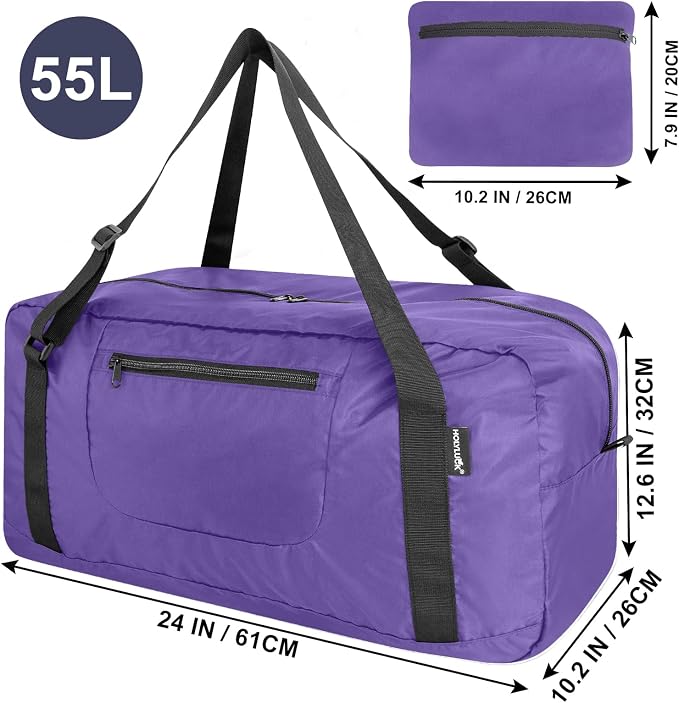 HOLYLUCK Foldable Travel Duffel Bag Luggage Great for Gym -55L, Purple - Image 2