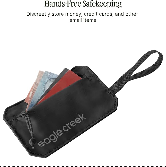Eagle Creek Undercover RFID Hidden Pocket – Travel Security Pouch with RFID Blocking – Lightweight, Wear Under Clothing – Zippered Passport & Card Holder – Adjustable Strap – Black - Image 4