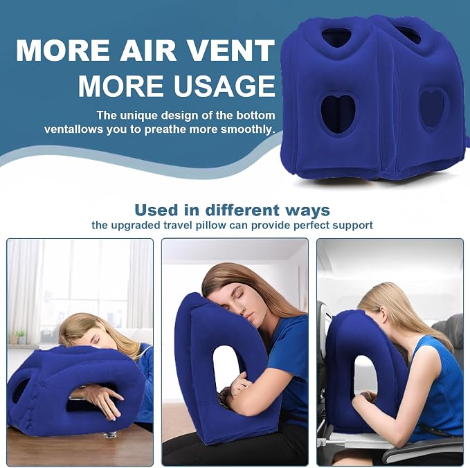 Upgraded Inflatable Travel Air Pillow for Sleeping to Avoid Neck and Shoulder Pain,21" H*12.6" W (Dark Blue, 21 x 12.6 x 12.6 inches) - Image 3