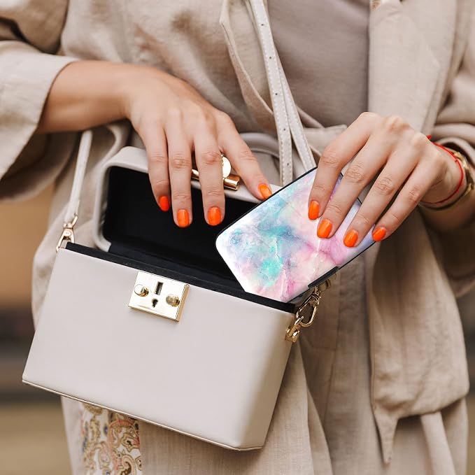 Credit Card Holder, Mini Aluminum Card Wallet RFID Blocking Slim Metal Hard Card Case for Women Men, Colorful Marble - Image 7