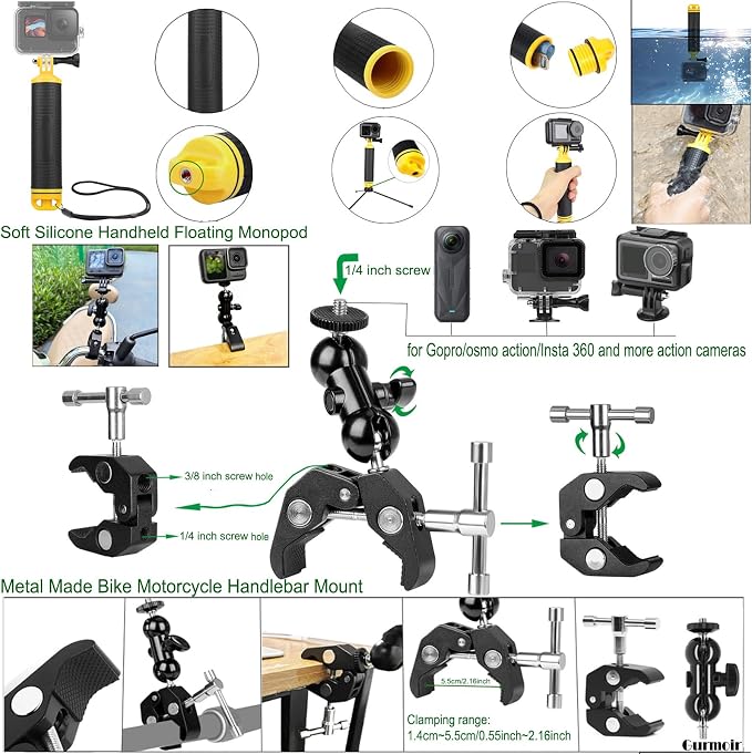 Accessory Kit for DJI Osmo Action 6/5 pro/4/Insta 360 X5 X4 /Go Pro Hero13 12/Gopro Max 2, Bike Mount/Hat Clip/Helmet Strap/Backpack Mount kit for Gopro/Osmo Action/Insta 360(DT18) - Image 2