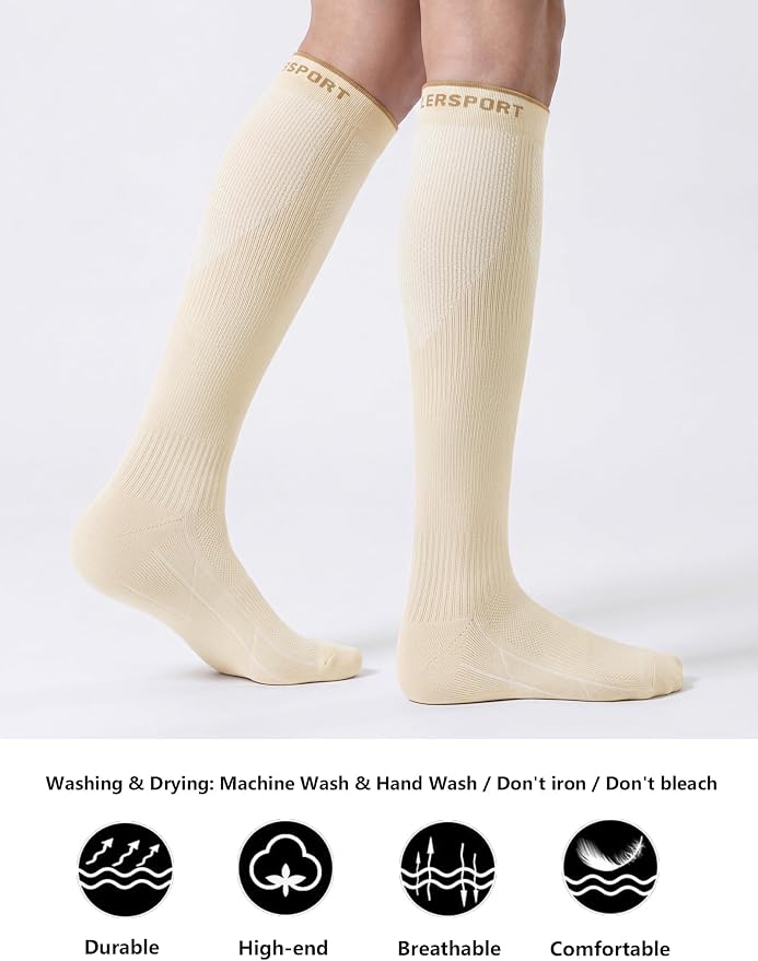 CS CELERSPORT 3/4 Pairs Compression Socks for Men Women Size 6-12 | Knee High Support Socks for Running Nurses Pregnancy Travel Daily Wear - Image 3