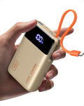 INIU 20000mAh Portable Charger, Smaller 45W Fast Charging Travel Power Bank | Flight-Safe, Built in USB-C Cable, Travel Essential, Battery Phone Pack for iPhone 17 16 Pro, Samsung S26, iPad etc, Beige by INIU