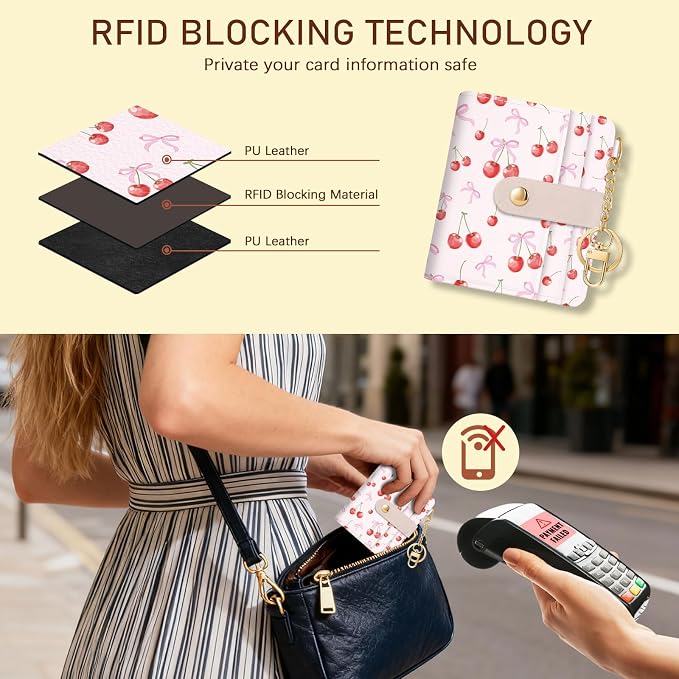 Jogjam Cute Coquette Bow Rfid Women Wallet, Small Slim Credit Card Holder | PU Leather Bifold Cash Zipper Coin Pocket ID Window, for Female Ladies Teen Girls Girly Gifts - Image 3