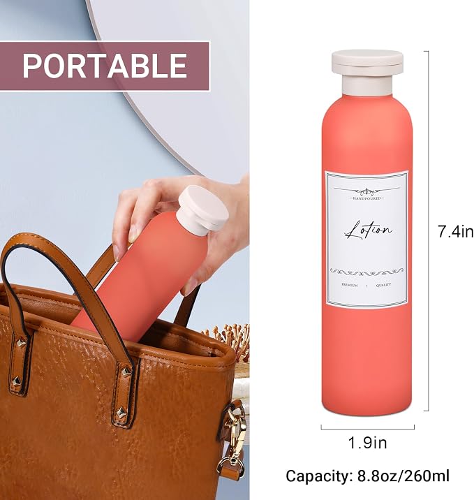 Travel Shampoo Bottle, Empty Plastic Squeeze Bottles 8.8oz with Flip Cap, Lotion Container for Toiletries Travel Size Shampoo and Conditioner - Image 2