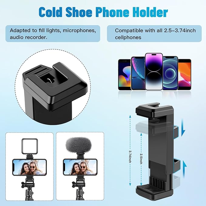 Victiv Phone Tripod, 70" Tripod for iPhone with Remote and Phone Holder | Compatible with Cellphone Camera Gopro, Standing Tripod Stand Perfect for Selfies, Video Recording, Vlogging, Live Streaming - Image 4