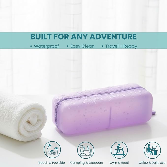 Cotton Pad Swab Travel Case, 2-in-1 Waterproof Organizer, VISFRESH (Purple) - Image 3